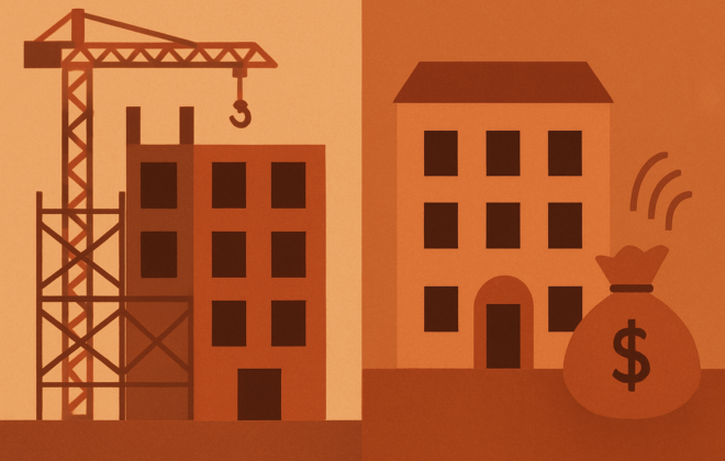 Ilustración de crowdfunding inmobiliario de promoción frente al de rentas